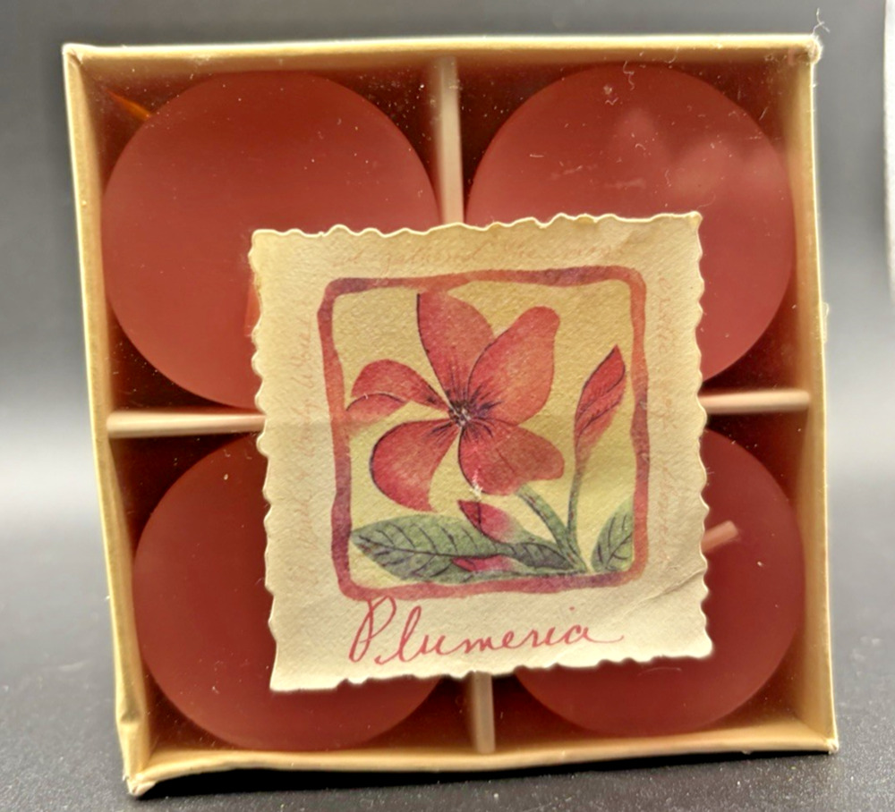 Vintage Bath & Body Works Plumeria Scented Set of 4 Votive Candles HTF RARE!